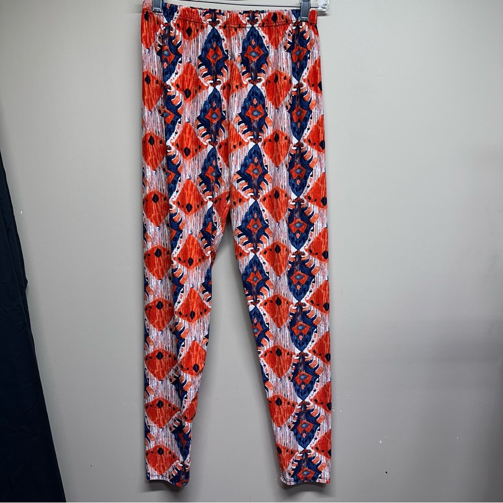 Agnes & Dora Orange and Blue Patterned Leggings
